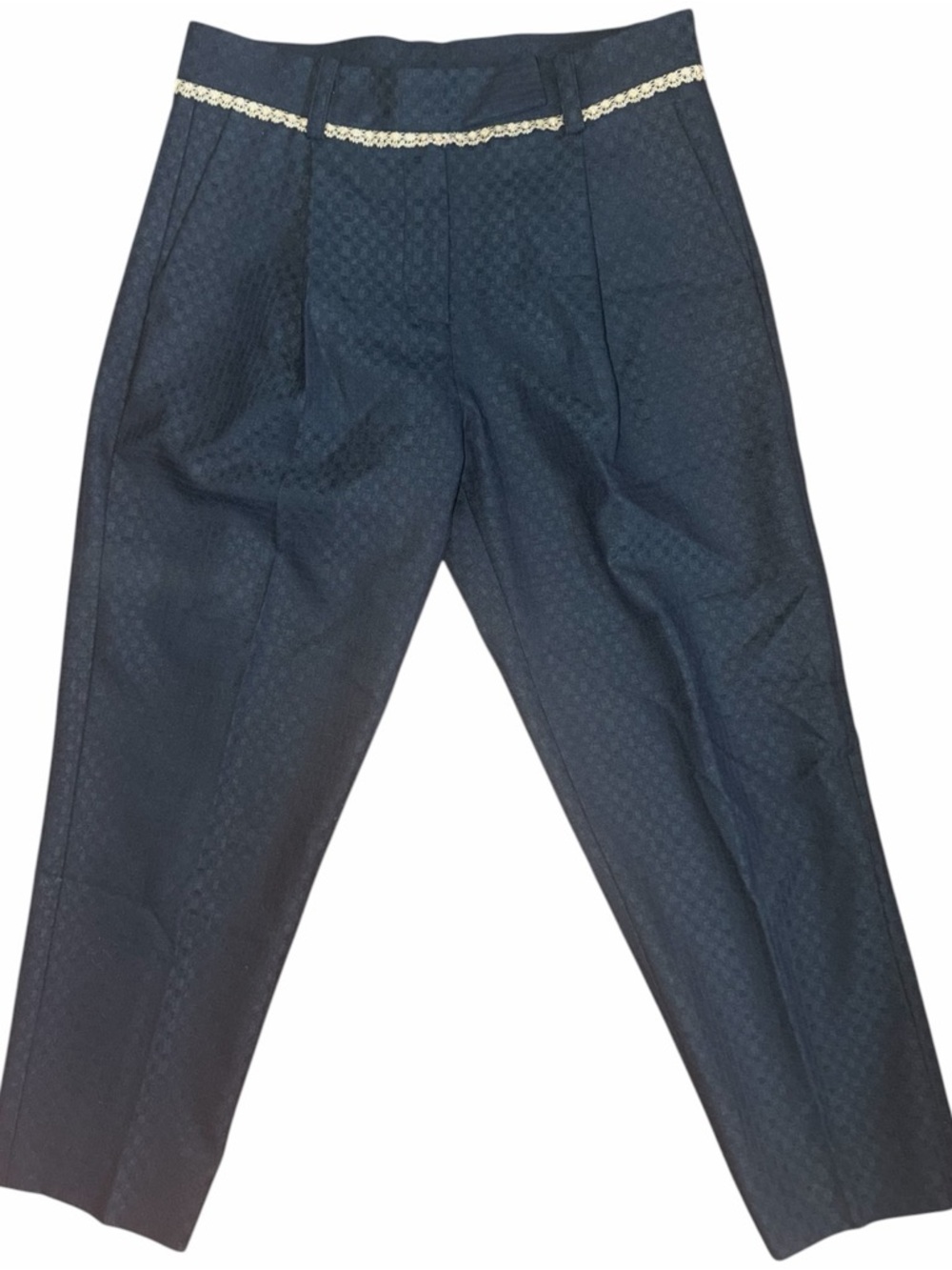 Vintage Textured Lace Trim Trousers